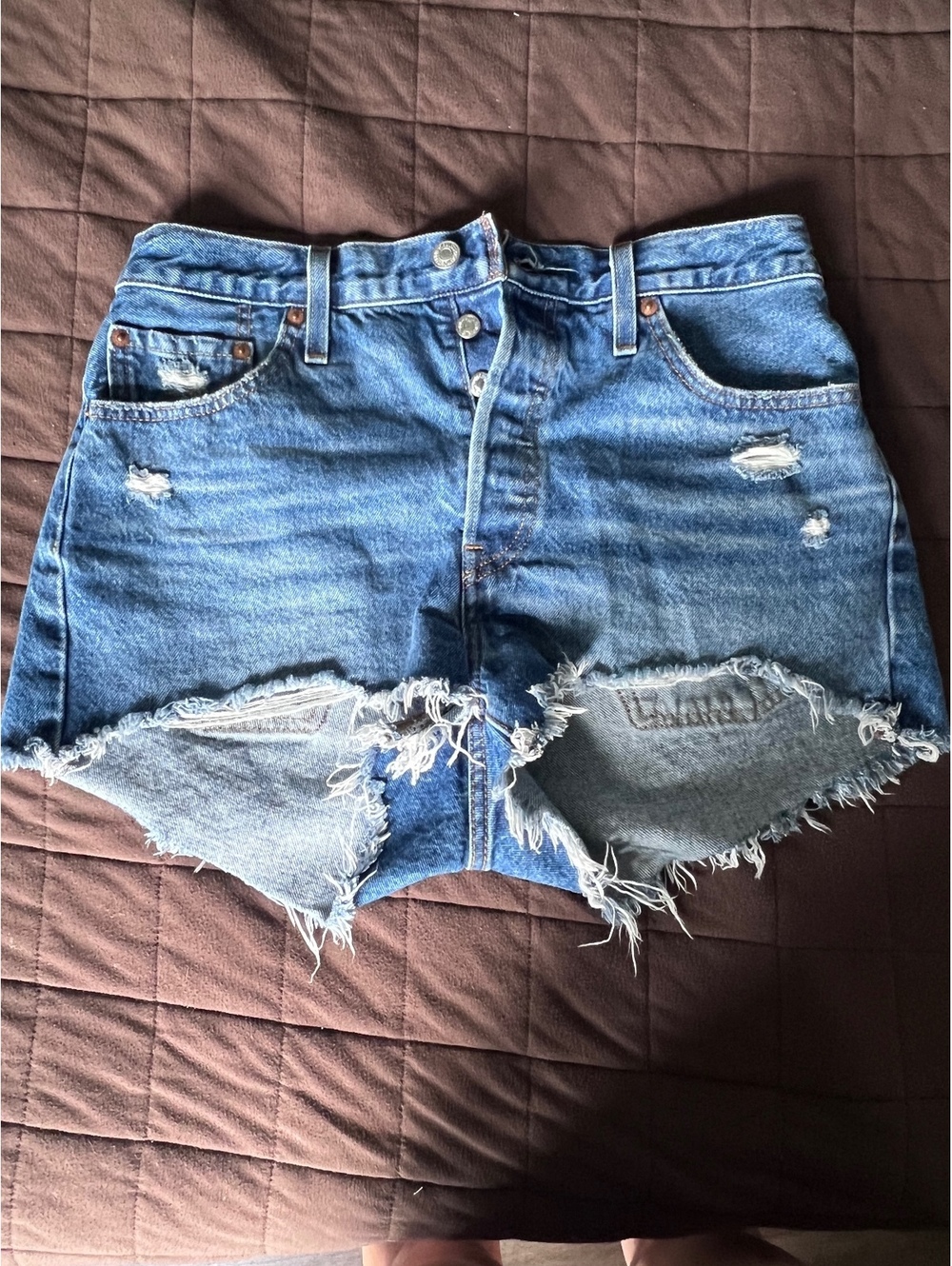 Levi’s Distressed 501 denim cutoff shorts